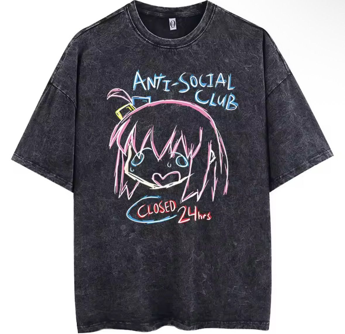 Japanese Brand Y2k Anime Bocchi The Rock Graffiti Washed T Shirt Hoodie, Sweatshirt | PodTeesHub.com
