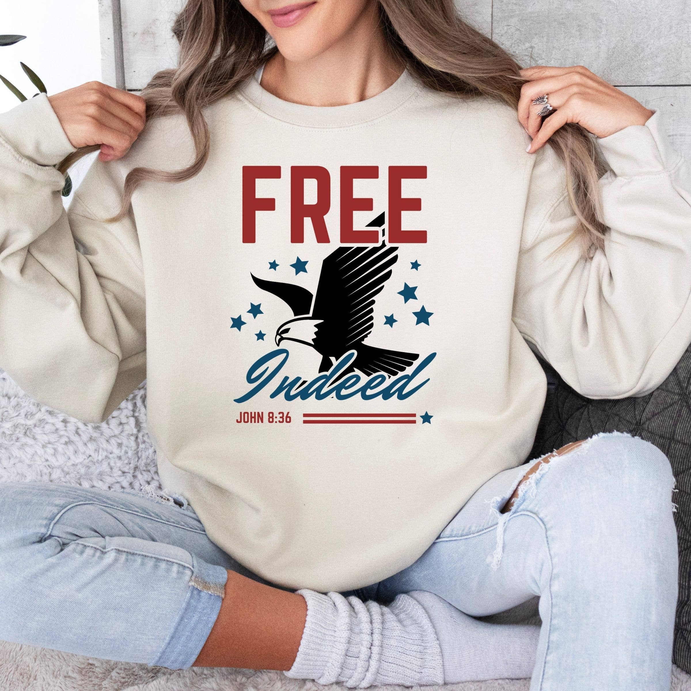 Free Indeed Sweatshirt - 4th of July Graphic Western Summer T-Shirts, Hoodie | PodTeesHub.com