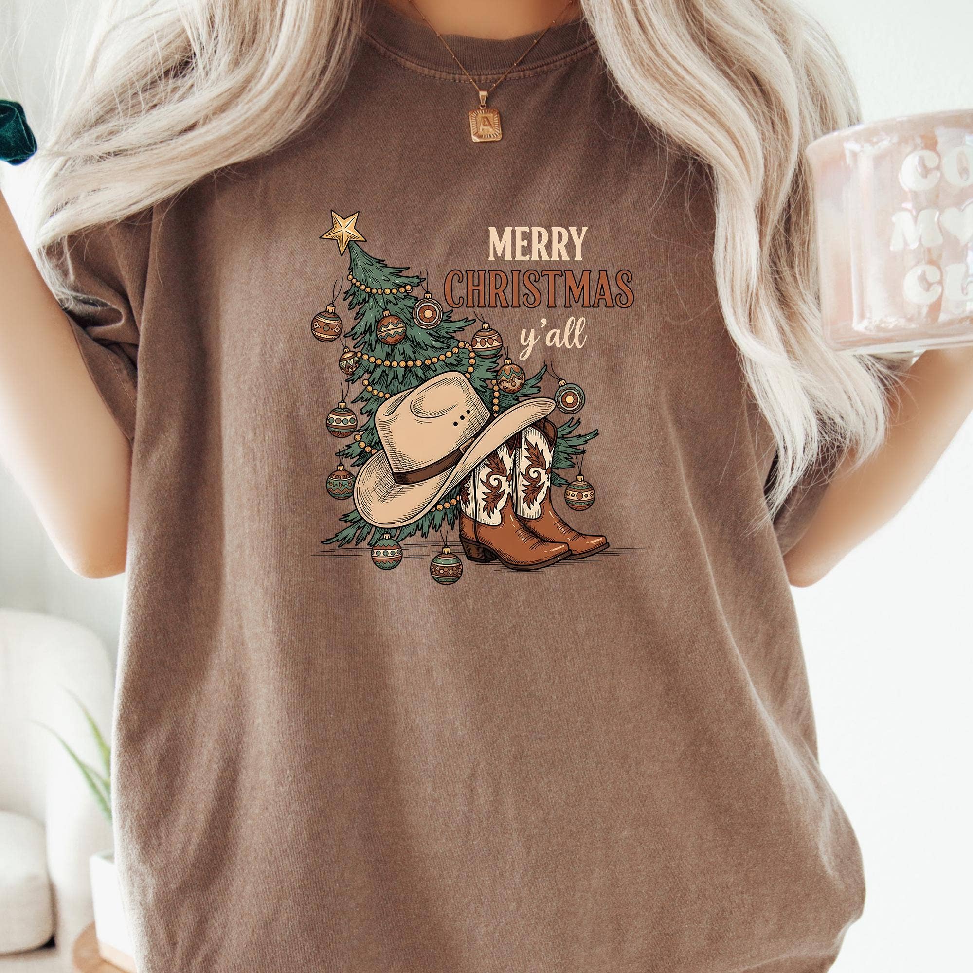 Retro Western Christmas Cowboy Cowgirl Holiday Tee Hoodie, Sweatshirt | PodTeesHub.com
