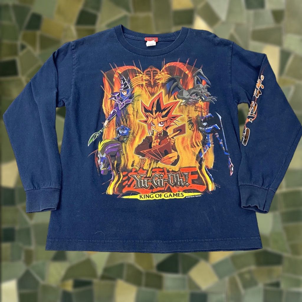 Vintage Yu Gi Oh Shirt Youth Large Navy Long Sleeve King Of Games Graphic 90s Yugi Muto Mens Hoodie, Sweatshirt