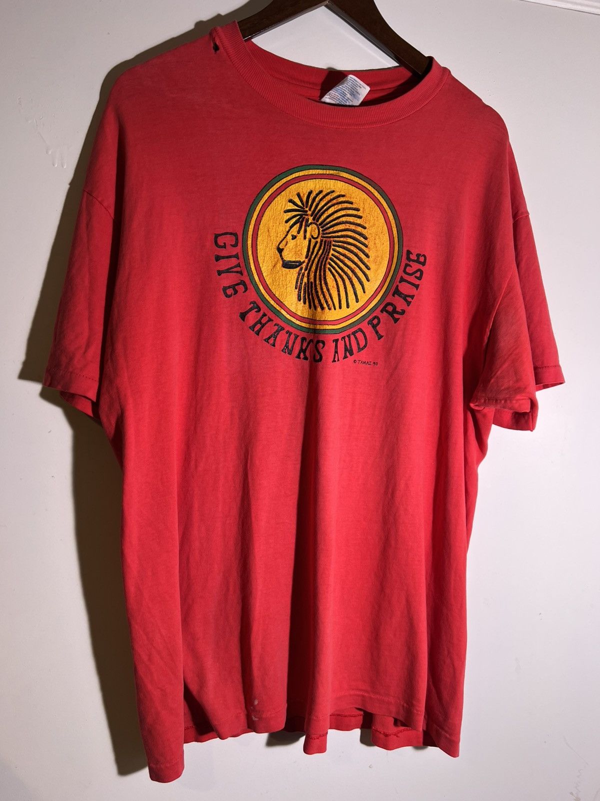 Vintage 90 S Vtg Vintage Give Thanks Praise Rasta Lion Retro Shirt Hoodie, Sweatshirt | PodTeesHub.com