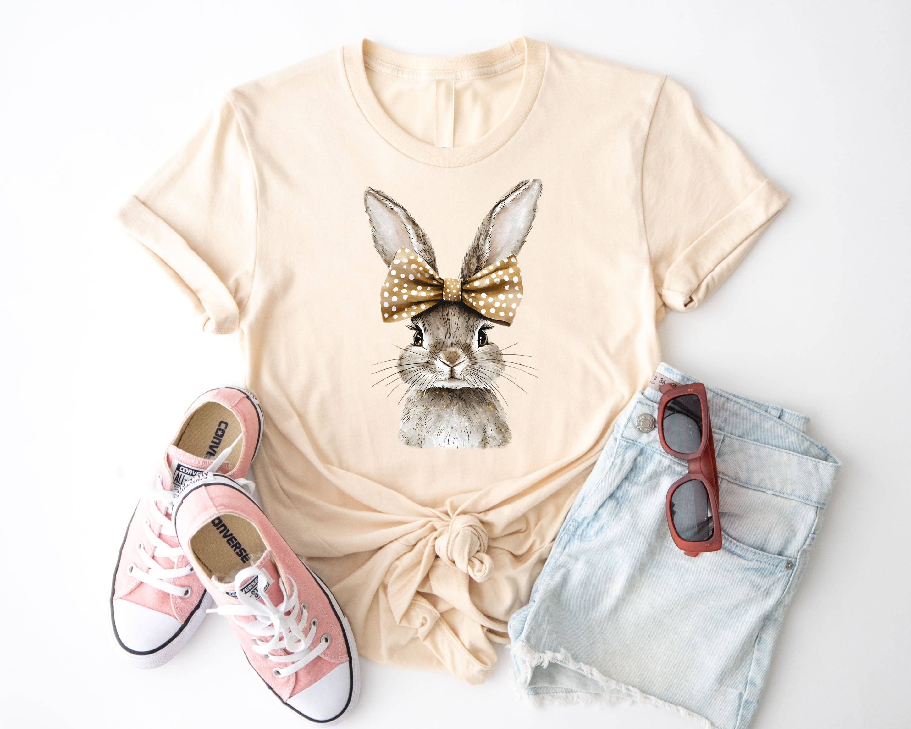 Spring Bow Bunny Easter Top Selling Boutique Graphic Tee Hoodie, Sweatshirt | PodTeesHub.com