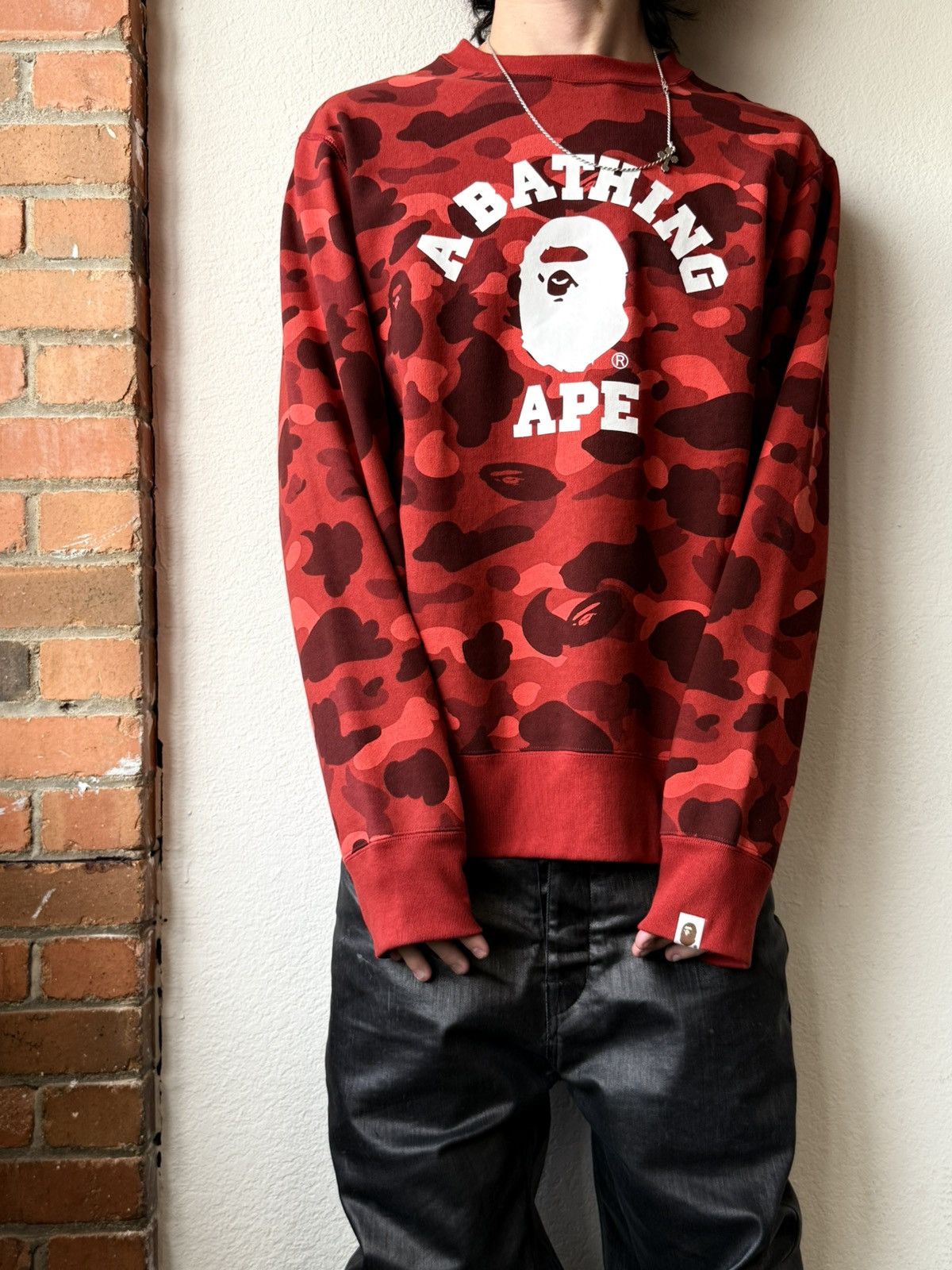 Bape Red Black Camo Long Sleeve Crewneck T-Shirts, Hoodie, Sweatshirt | PodTeesHub.com