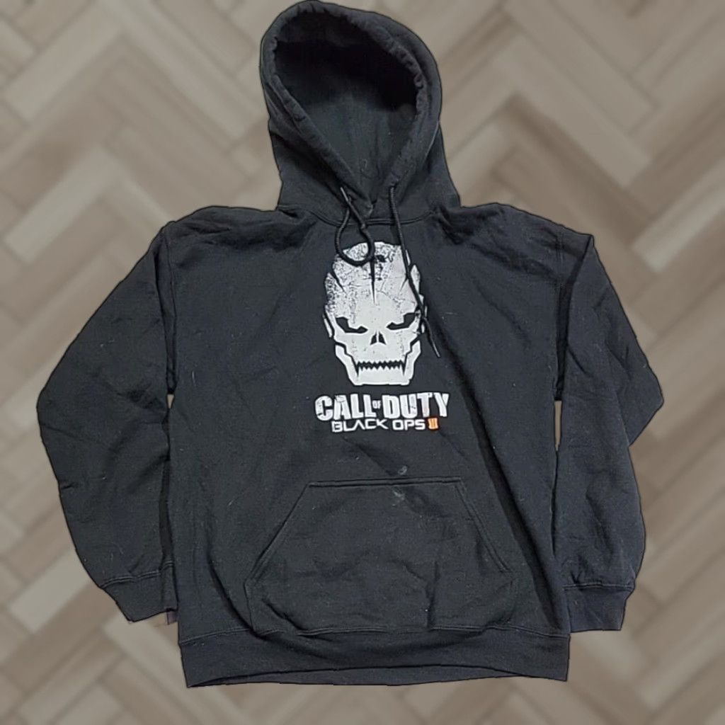 Vintage Call Of Duty Black Ops Iii Skull Graphic Print Activewear Hoodie Boy S 15 Medium Bla T-Shirts, Sweatshirt
