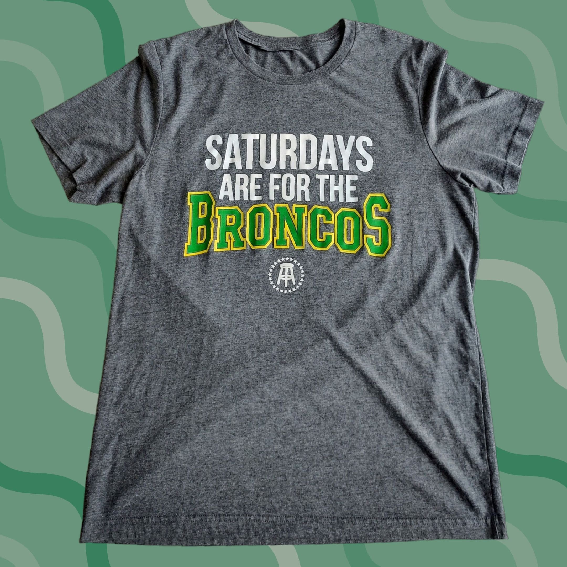 Vintage Barstool Sports T Shirt Mens M L Gray Saturdays Are For The Broncos Barstool Sports T Shirt Hoodie, Sweatshirt