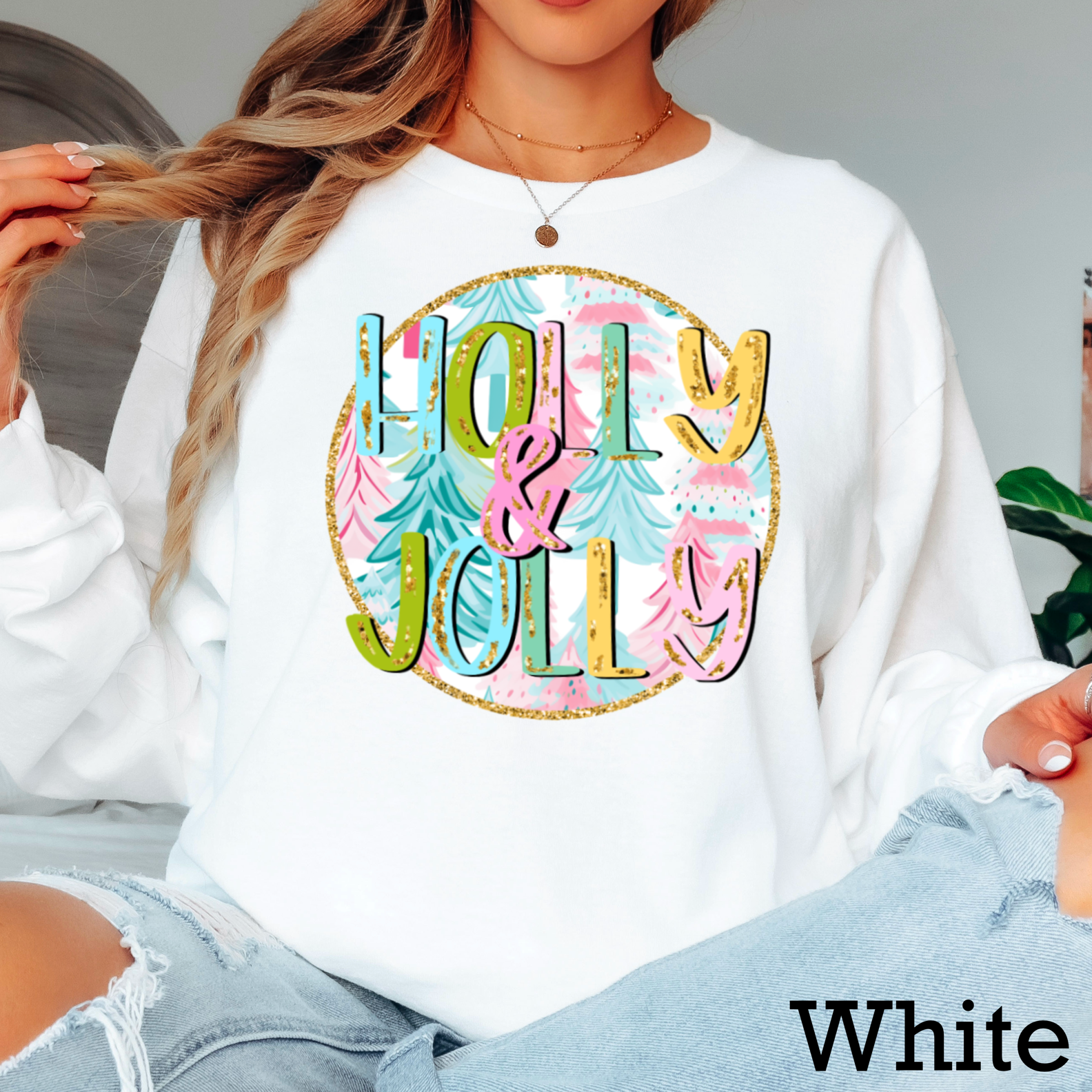 Holly and Jolly Christmas 2025 Long Sleeve Shirt | Gildan Hoodie, Sweatshirt | PodTeesHub.com