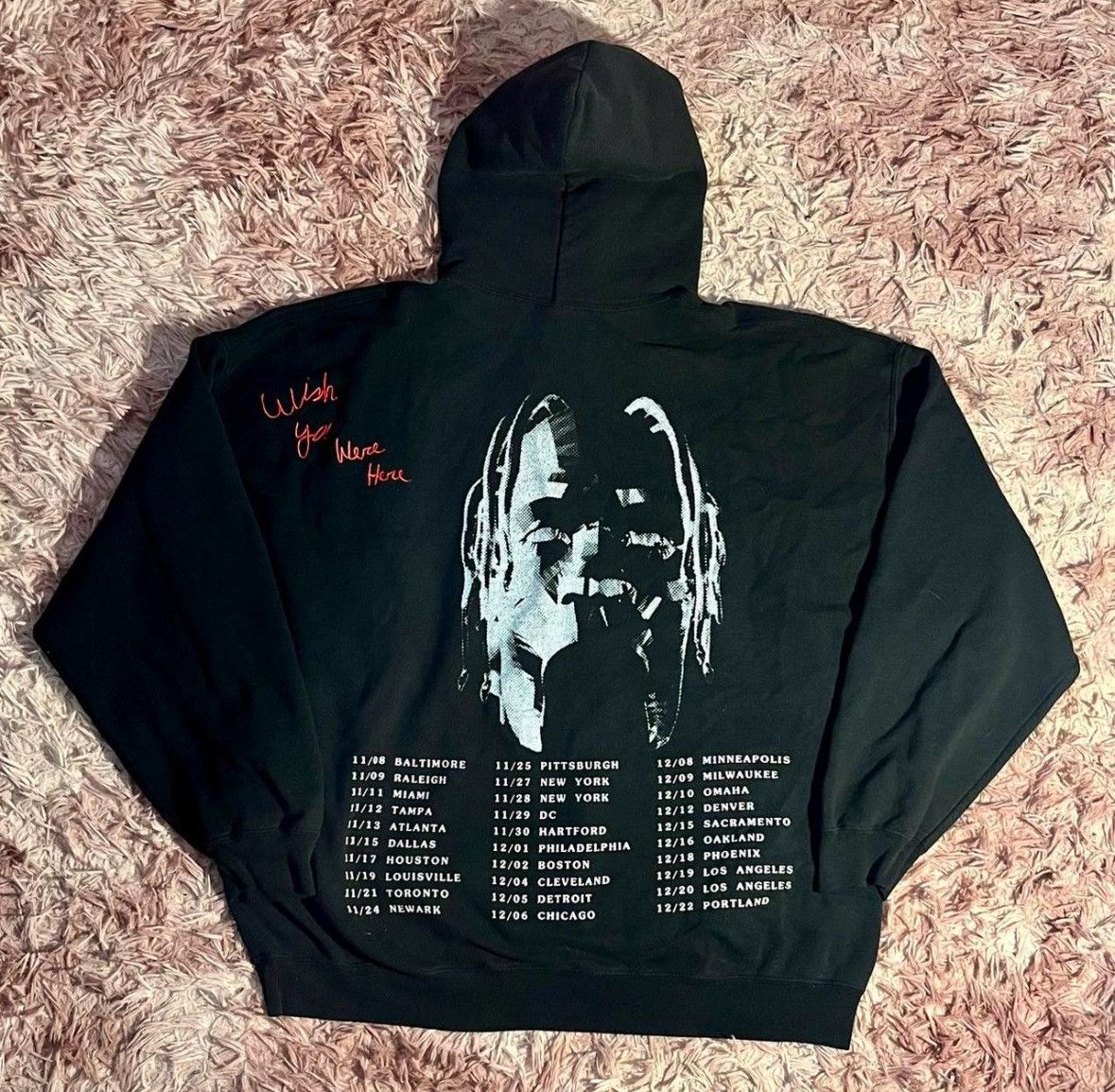 Rap Tees Astroworld Travis 2018 Tour Hoodie Wish You Were Here Xl Sweatshirt | PodTeesHub.com