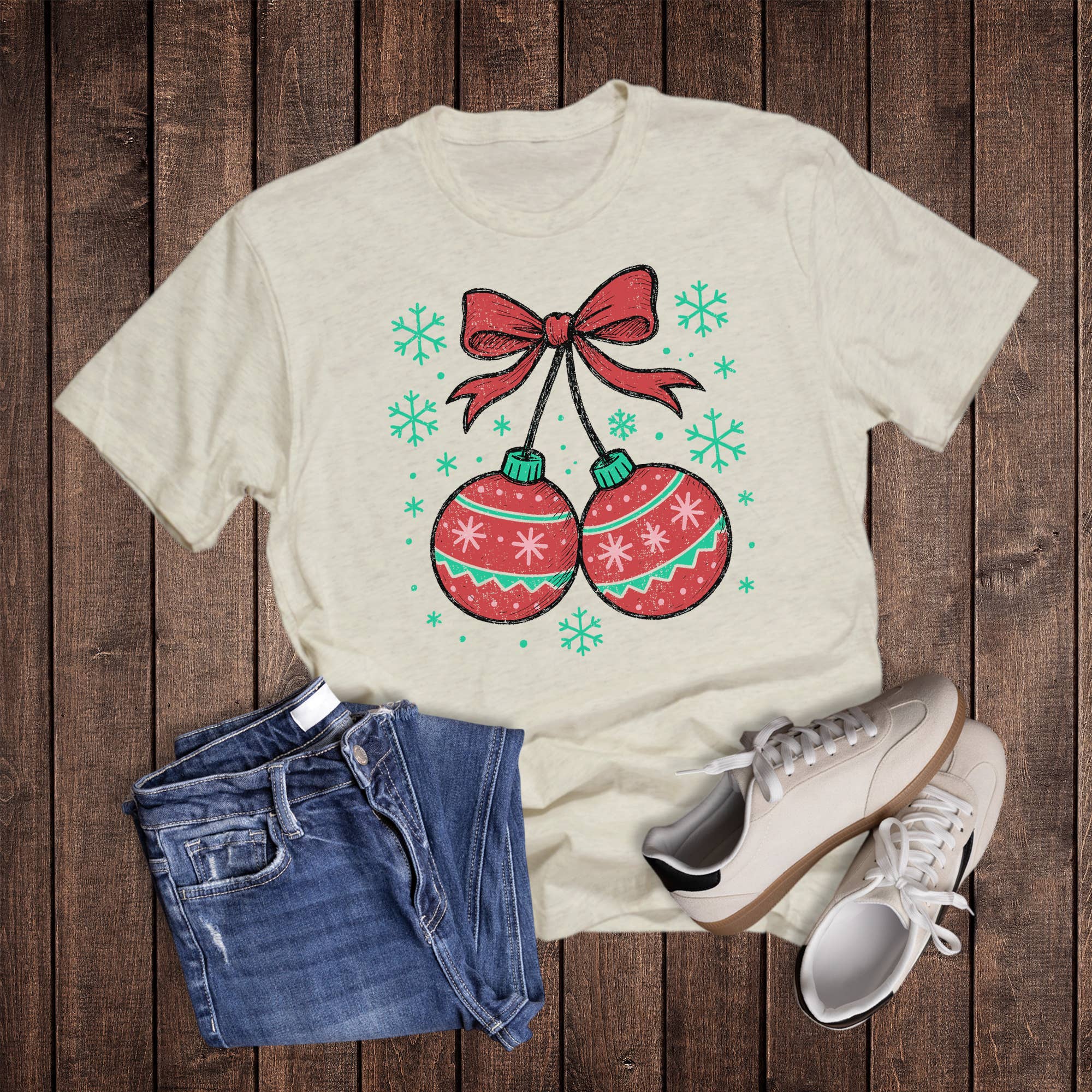 Christmas Coquette Cherries Graphic Tee Hoodie, Sweatshirt | PodTeesHub.com
