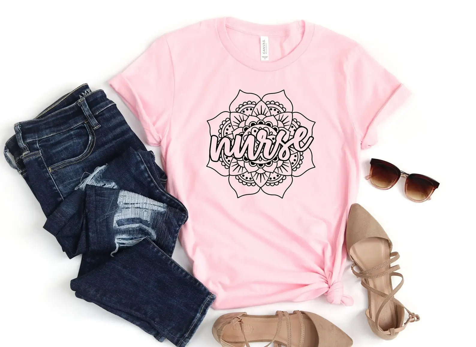 Nurse Flower T-Shirt Hoodie, Sweatshirt | PodTeesHub.com