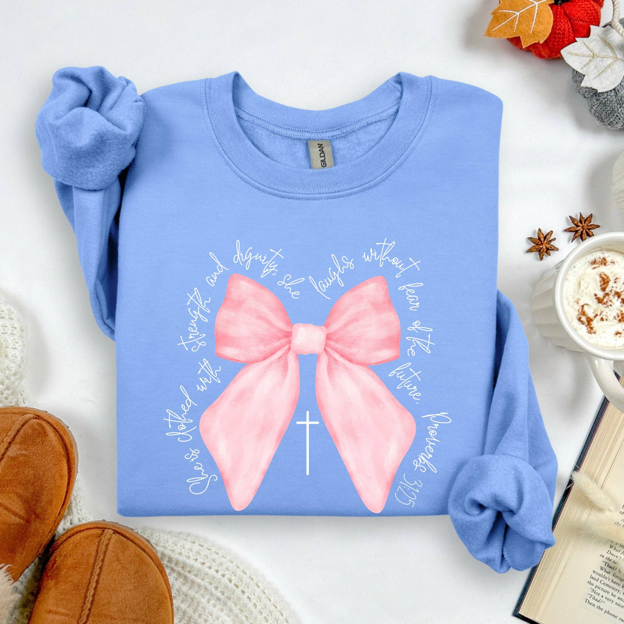 She Is Clothed with Strength and Dignity Girly Sweatshirt T-Shirts, Hoodie | PodTeesHub.com
