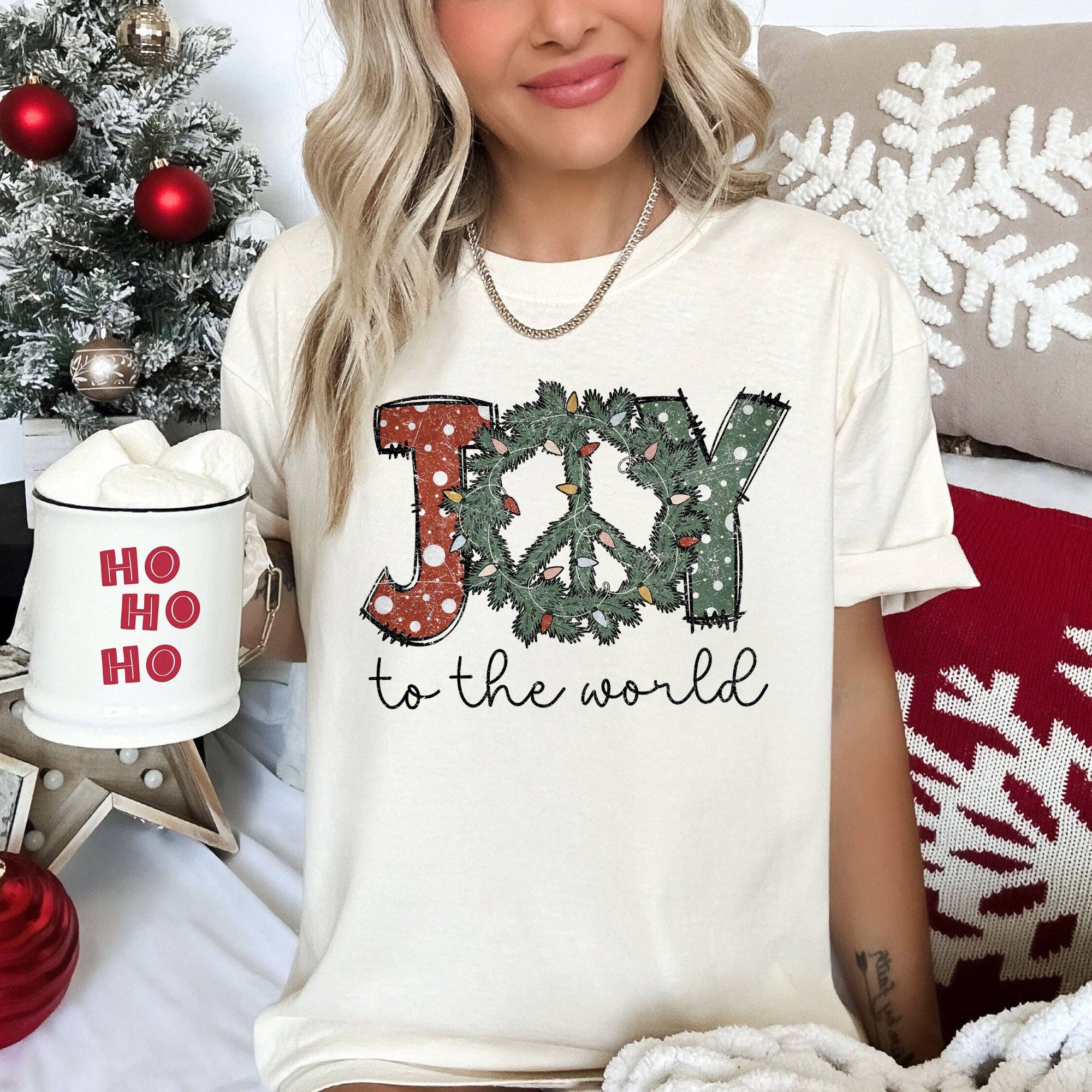 Joy To the World, Peace Wreath, Christmas,, Tshirt Hoodie, Sweatshirt | PodTeesHub.com
