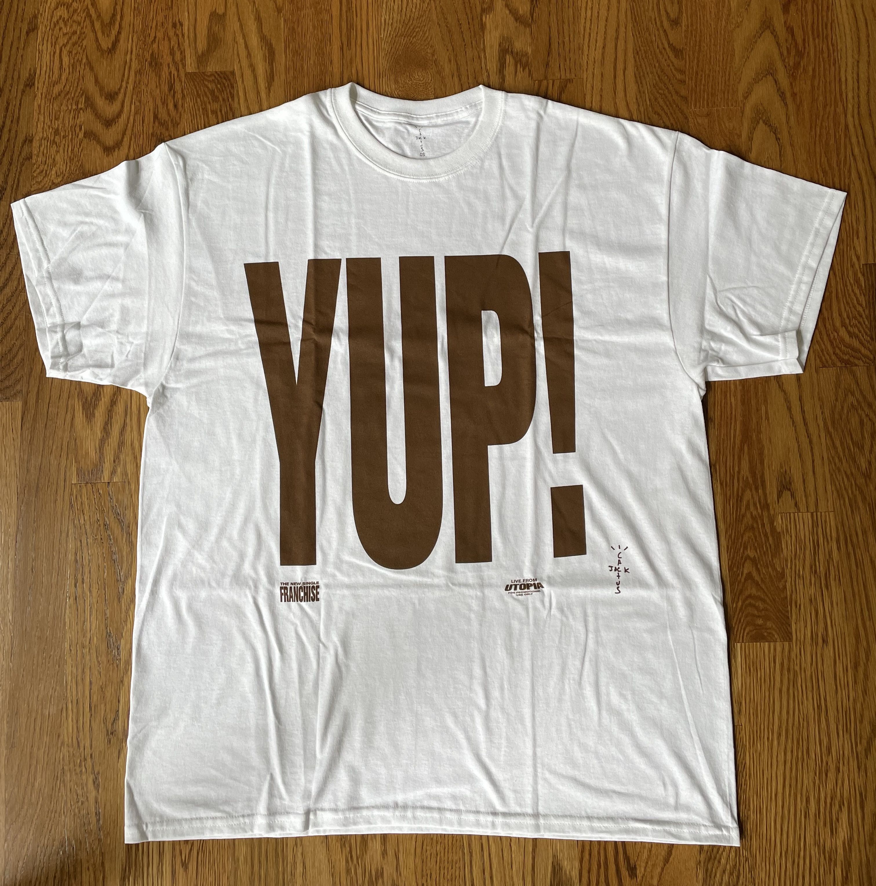 Scott Onesize Travis Scott Franchise Promo T Shirt White Yup Tee Hoodie, Sweatshirt | PodTeesHub.com