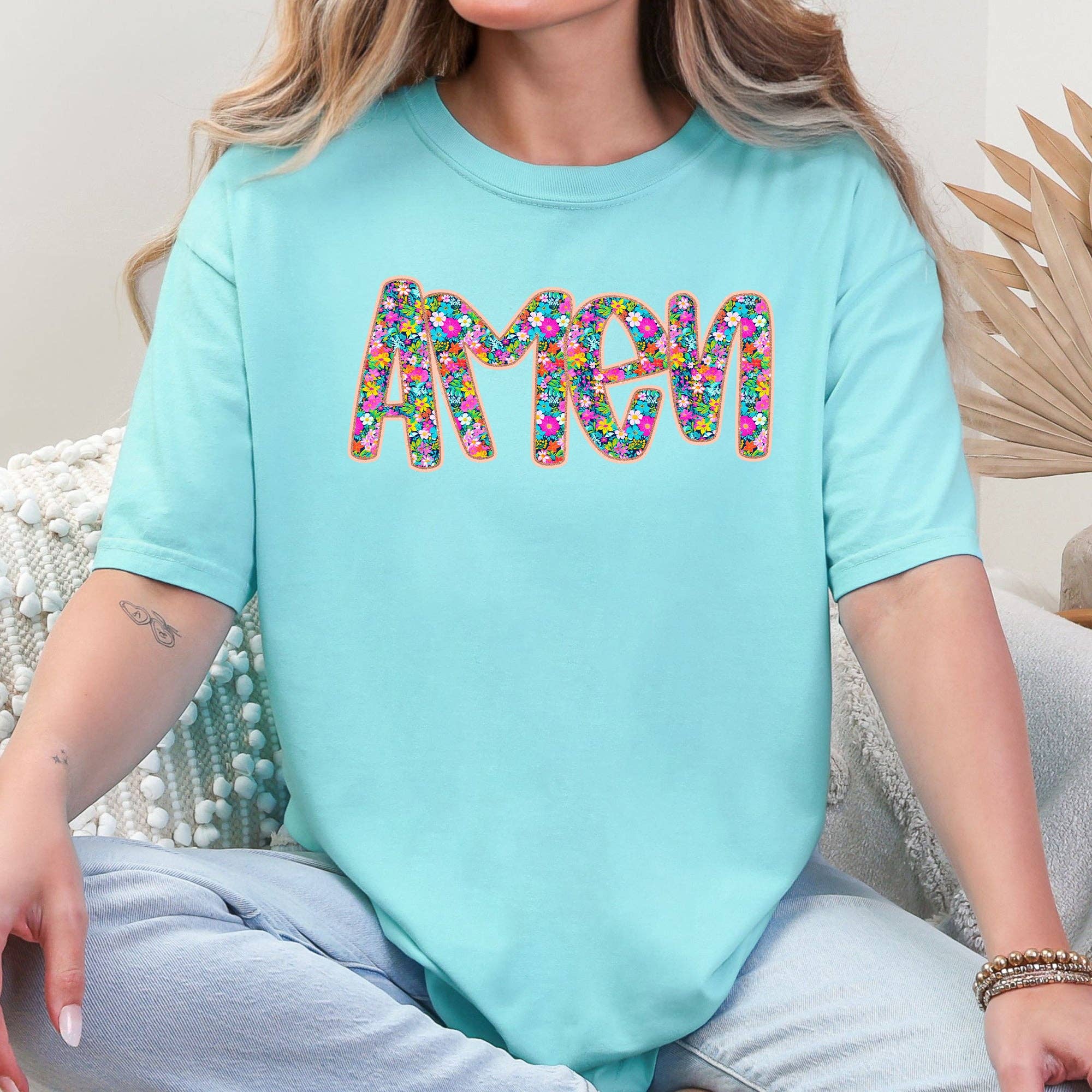 Amen, Christian, Gospel, Faith Floral Flowers Pastels Tshirt Hoodie, Sweatshirt | PodTeesHub.com