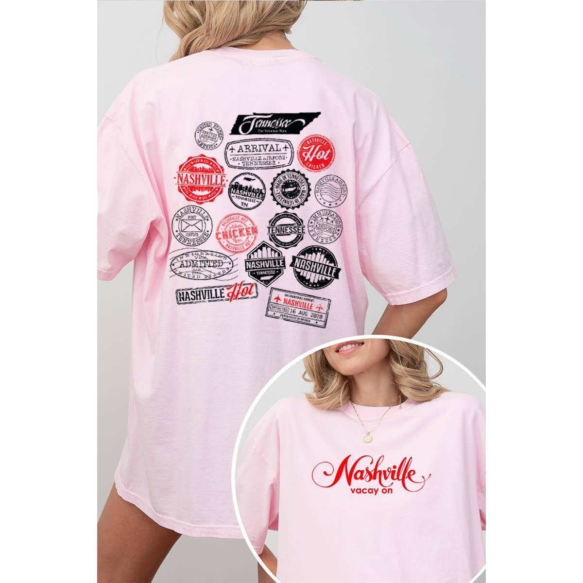 Nashville Vacay On Vintage Graphic Oversized Tee Hoodie, Sweatshirt | PodTeesHub.com