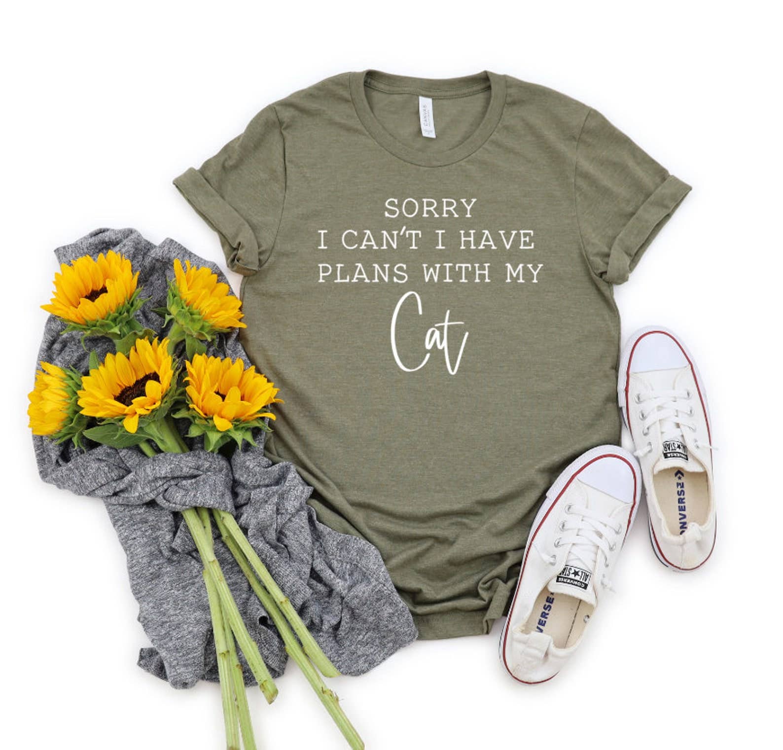 Sorry I Cant I Have Plans with My Cat T-Shirt Hoodie, Sweatshirt | PodTeesHub.com