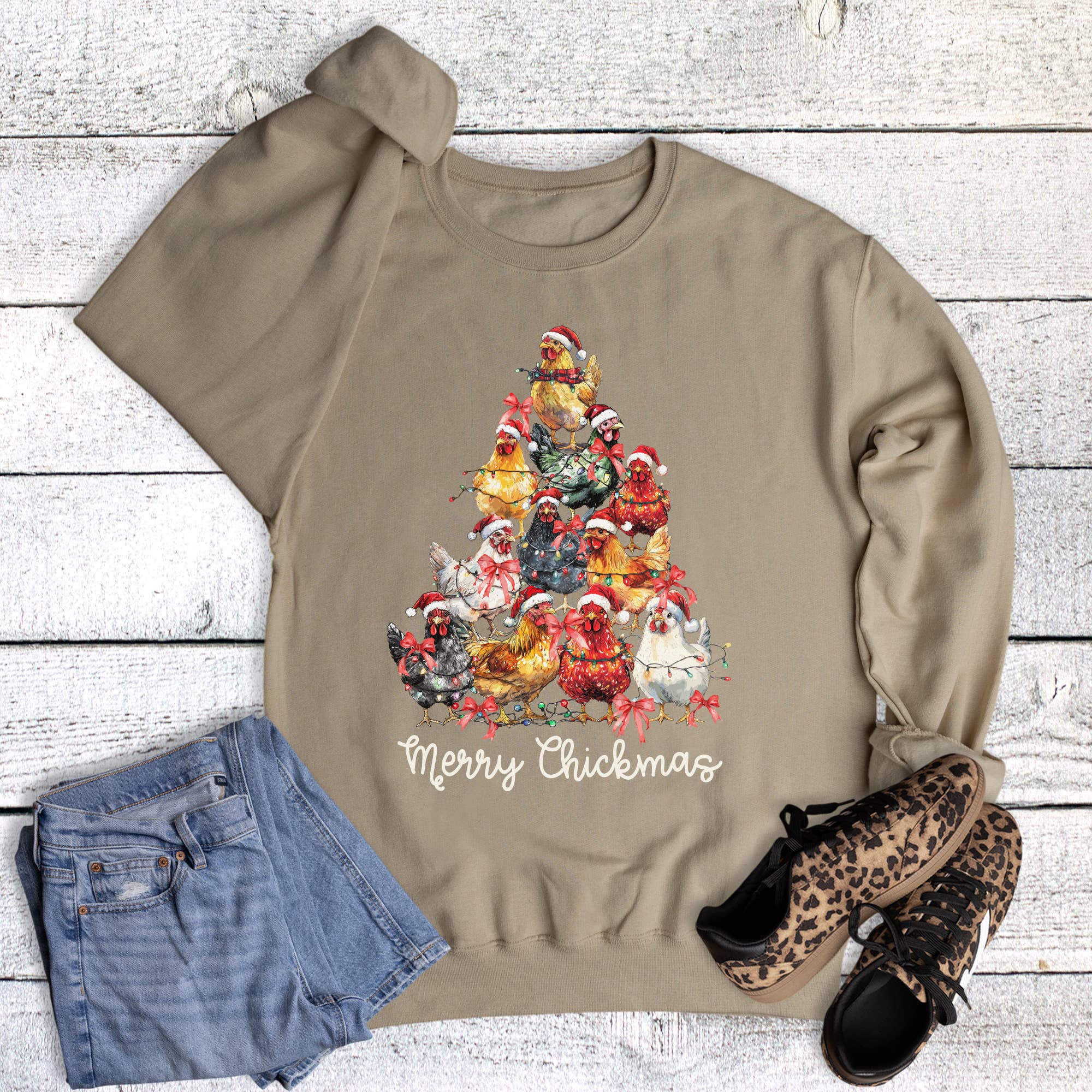 Christmas Merry Chickmas Chicken Tree Sweatshirt T-Shirts, Hoodie | PodTeesHub.com