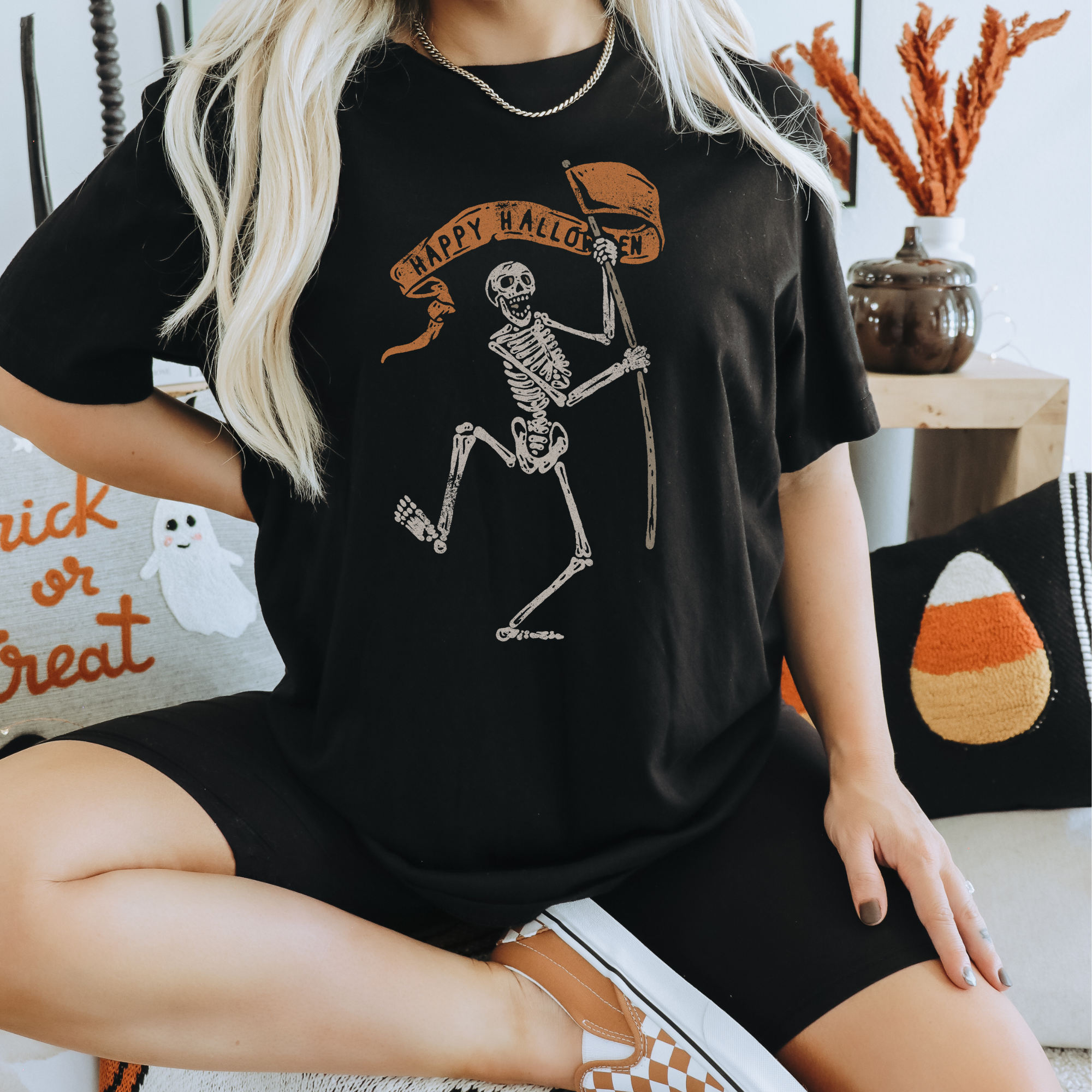 Skeleton Happy Halloween Tshirt For Spooky Season
1125 Hoodie, Sweatshirt | PodTeesHub.com