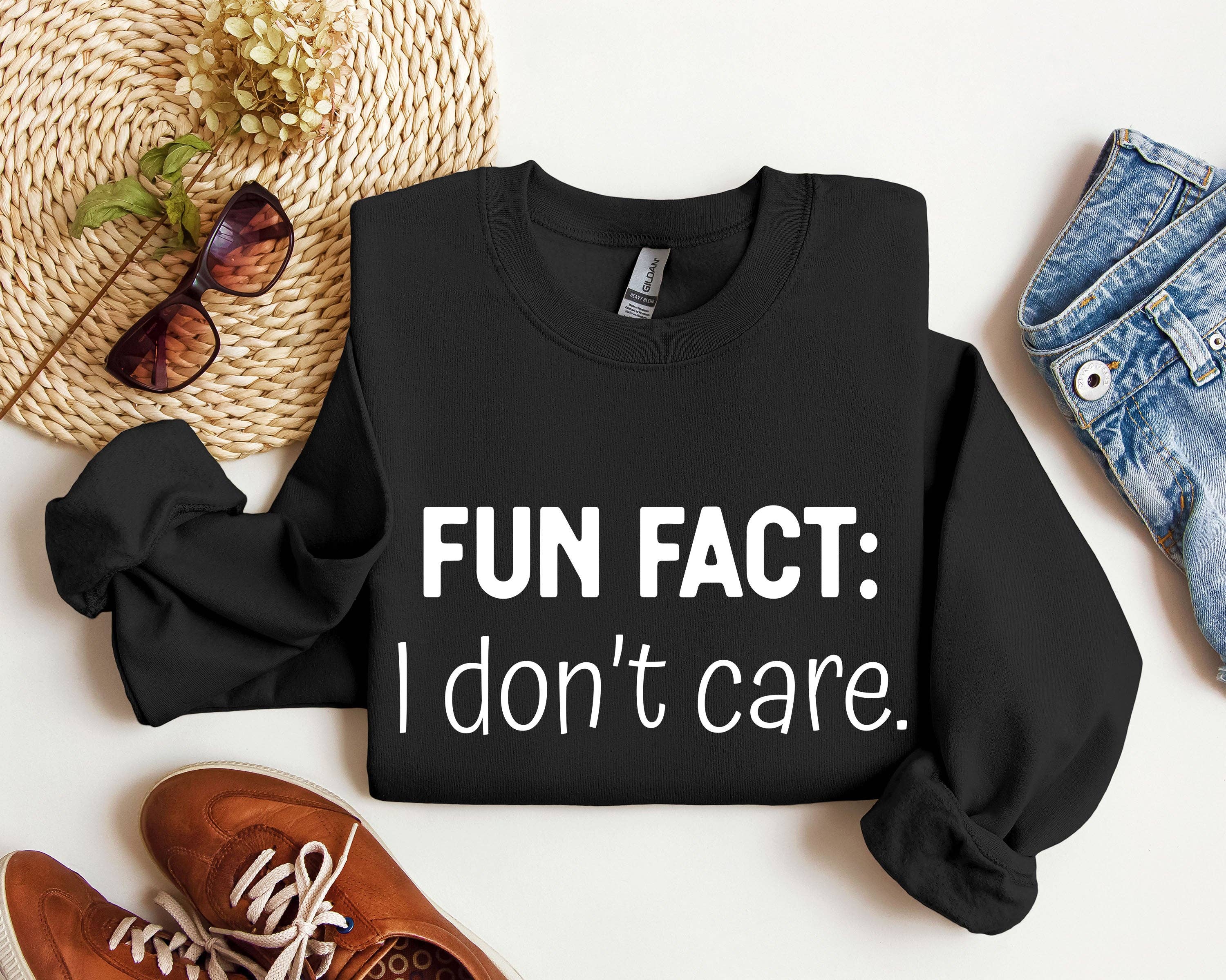 Fun Fact I Don't Care Sweatshirt, Sarcastic Sweatshirt T-Shirts, Hoodie | PodTeesHub.com