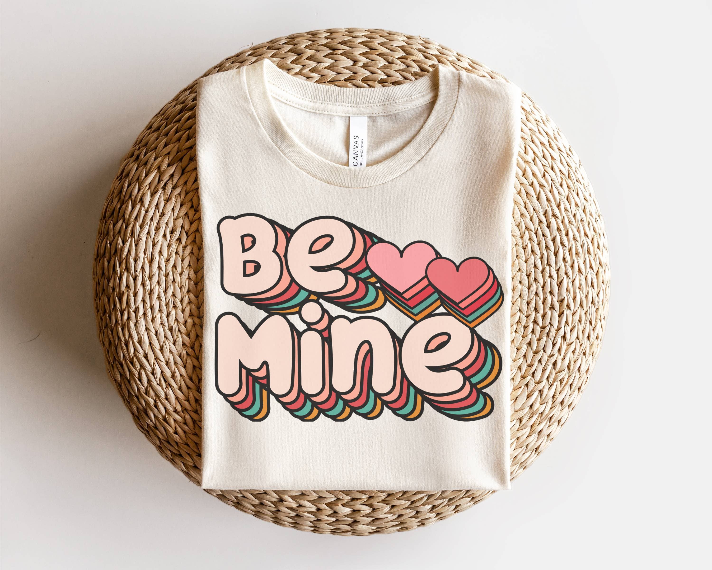 Be Mine Layered Letters Tee | Valentines Day Graphic Tee Hoodie, Sweatshirt | PodTeesHub.com