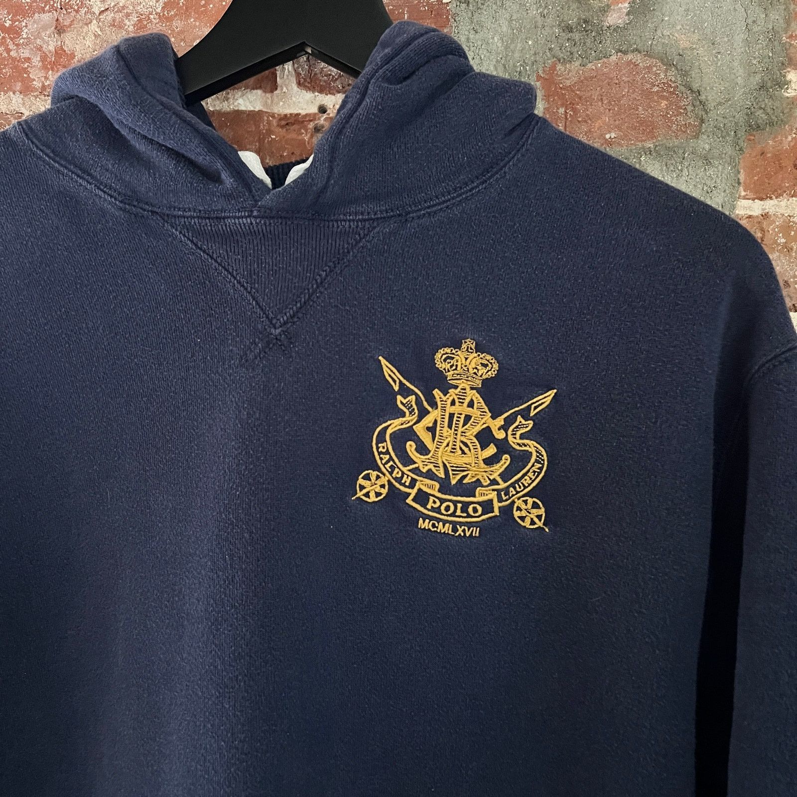 Polo Ralph Lauren Vtg Polo Crest Men S Navy Hoodie Sweatshirt Xl 24x27 T-Shirts | PodTeesHub.com