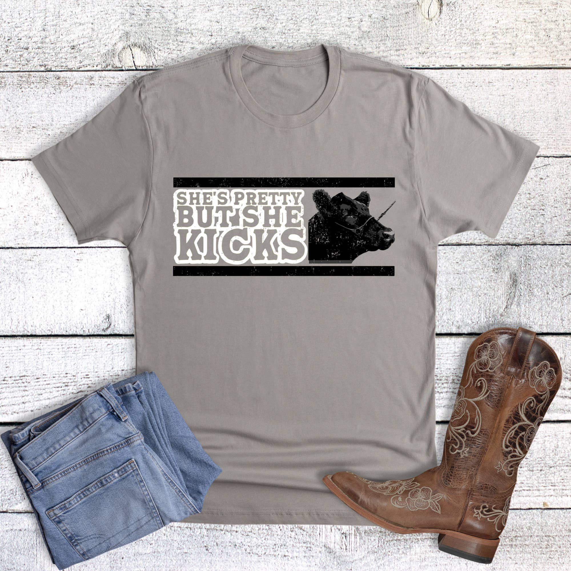 Western She's Pretty But She Kicks Graphic Tee Hoodie, Sweatshirt | PodTeesHub.com