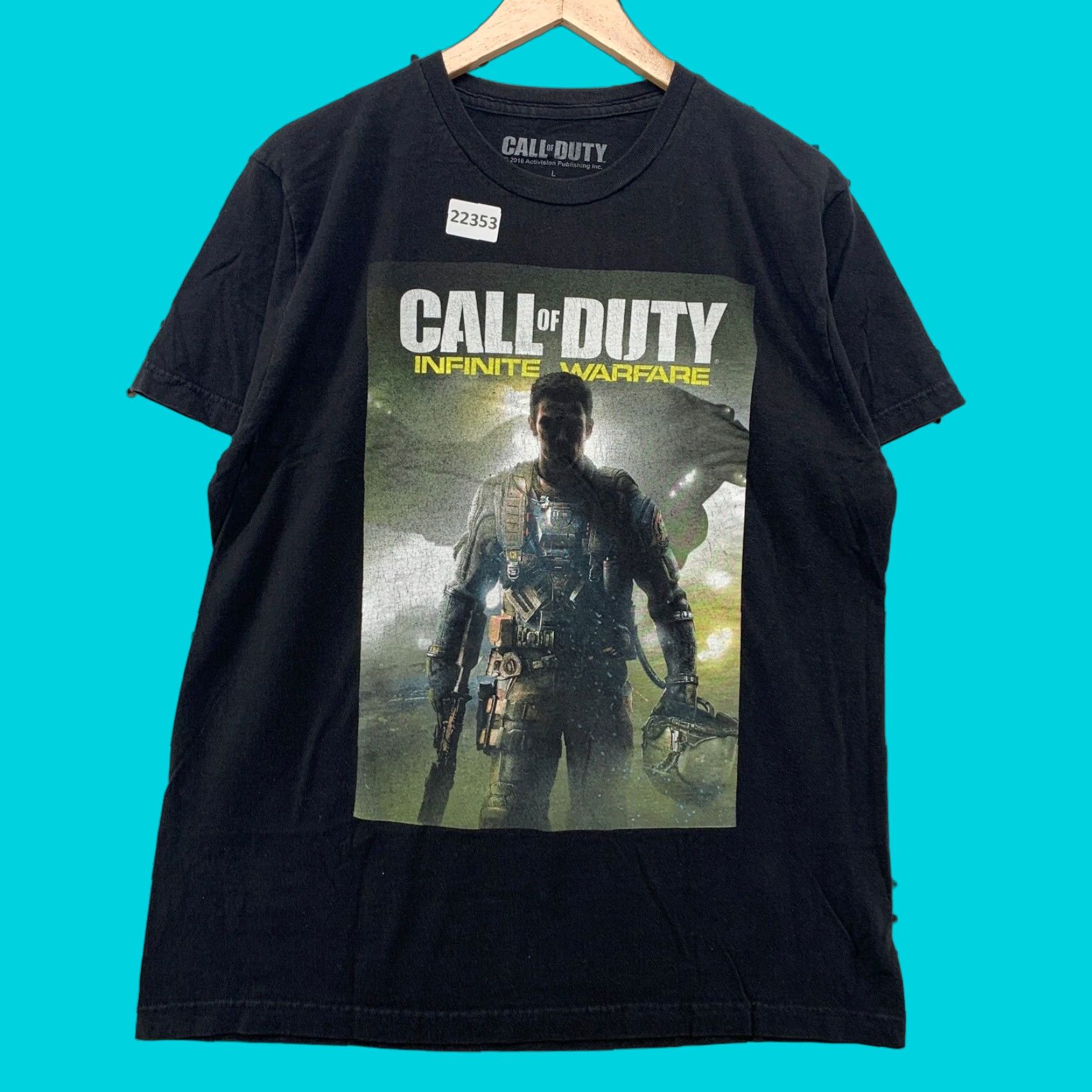 Vintage Call Of Duty Shirt Black Infinite Warfare Graphic Adult Large 21x29 Video Game T Shirt Mens Hoodie, Sweatshirt