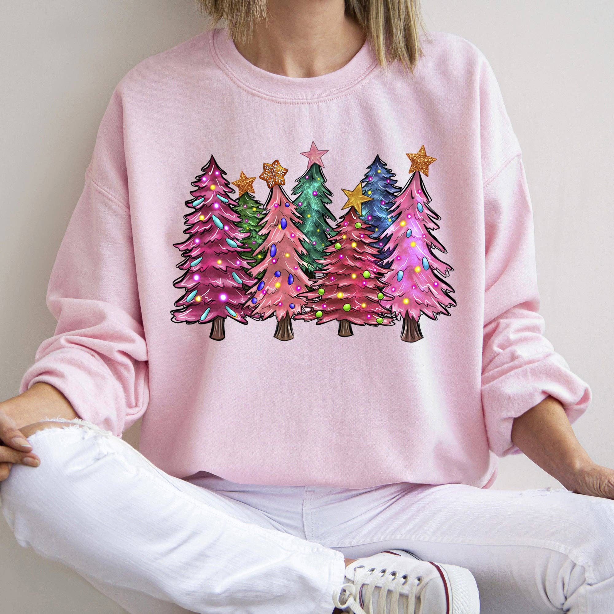 Bright Christmas Trees Sweatshirt T-Shirts, Hoodie | PodTeesHub.com