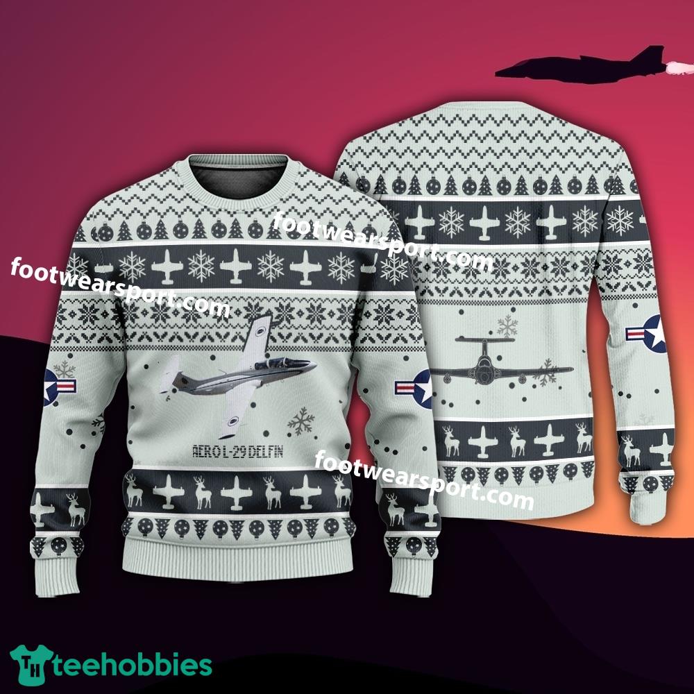 Aircraft Drawing Aero L-29 Delfin L29 US Air Force Xmas Sweater Gift Christmas