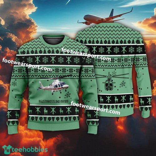 Aircraft Drawing AgustaWestland AW109 Christmas Sweater Gift Veteran