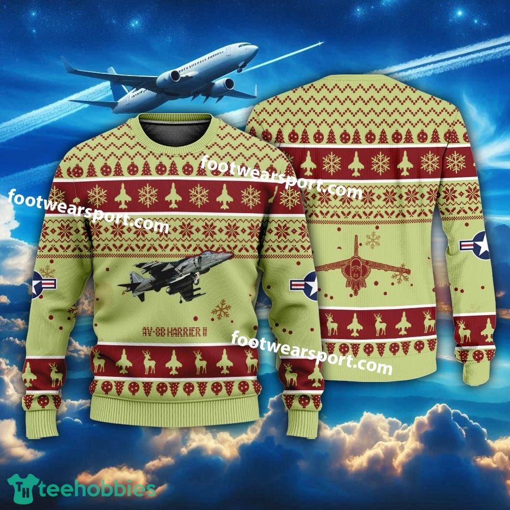 Aircraft Drawing AV-8B Harrier II AV8B Christmas Sweater For Men Women