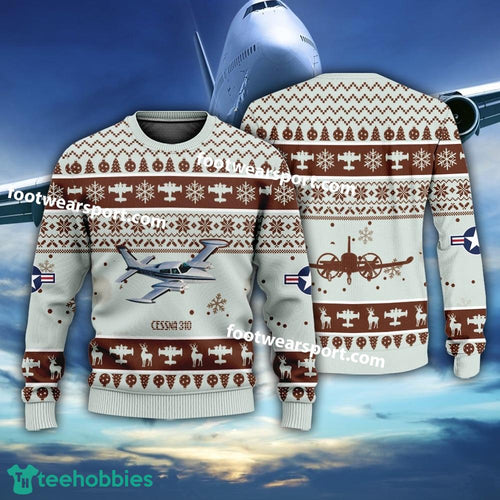 Aircraft Drawing Cessna 310 US Air Force Christmas Sweater Gift Christmas