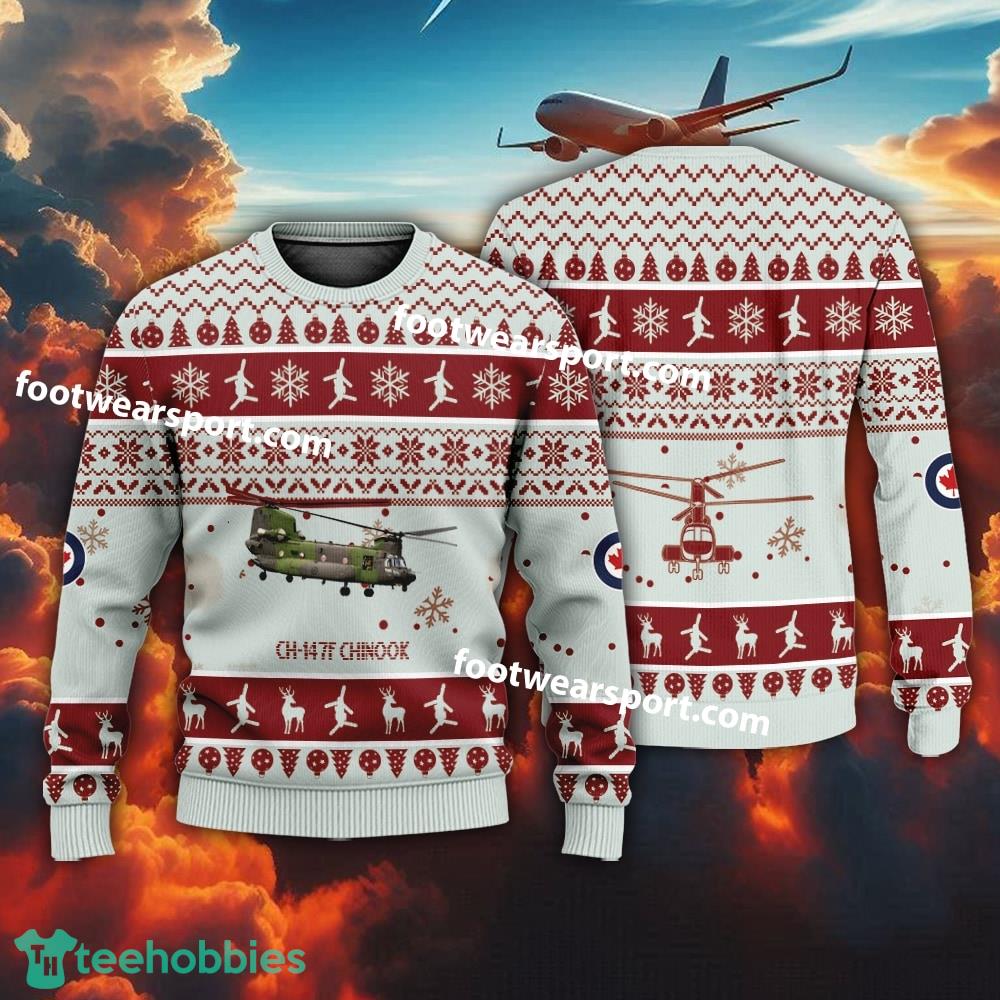 Aircraft Drawing CH-147F Chinook CH147F Xmas Sweater AOP Gift Holidays