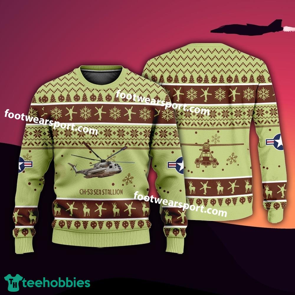 Aircraft Drawing CH-53 Sea Stallion CH53 US Marine Corps Christmas Sweater Gift Christmas