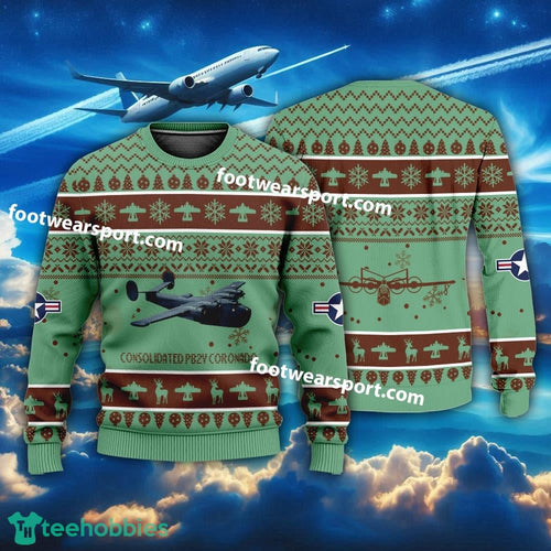 Aircraft Drawing Consolidated PB2Y Coronado US Navy Christmas Sweater For Men Women