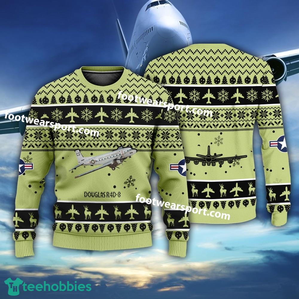 Aircraft Drawing Douglas R4D-8 (C-117D) R4D8 US Marine Corps Christmas 3D Sweater Gift For Adult