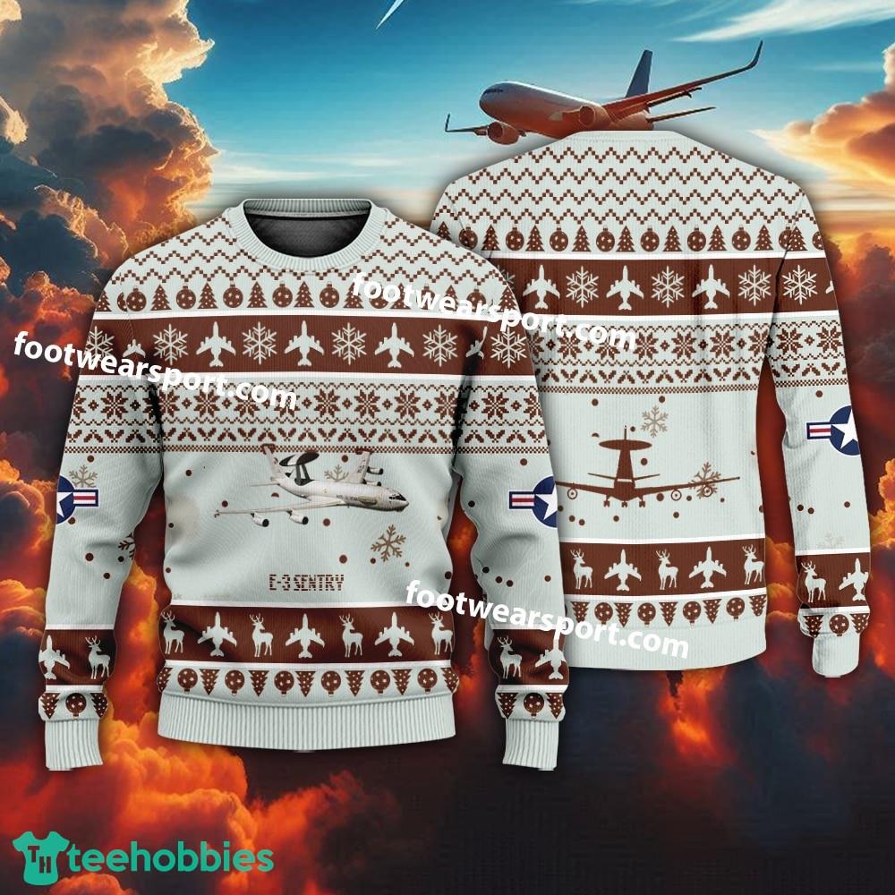 Aircraft Drawing E-3 Sentry E3 US Air Force Christmas Sweater AOP Gift Holidays