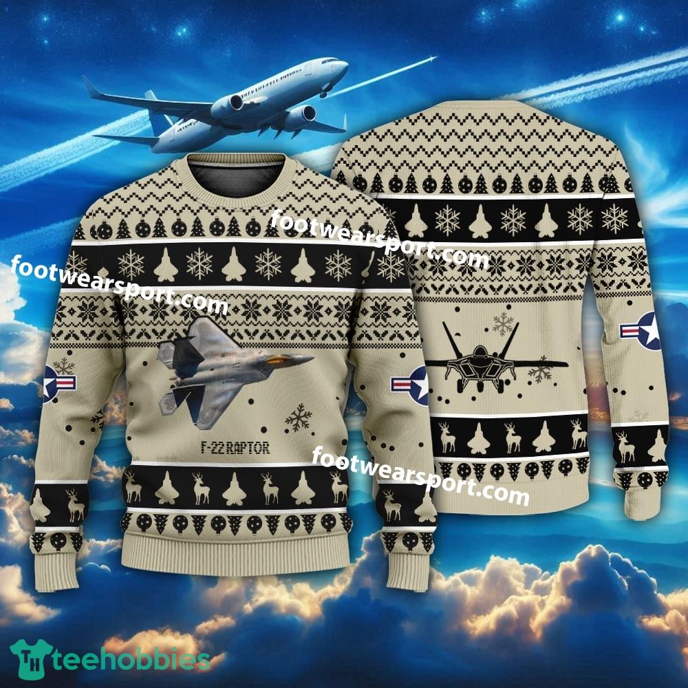 Aircraft Drawing F-22 Raptor F22 US Air Force Christmas Sweater Gift Christmas