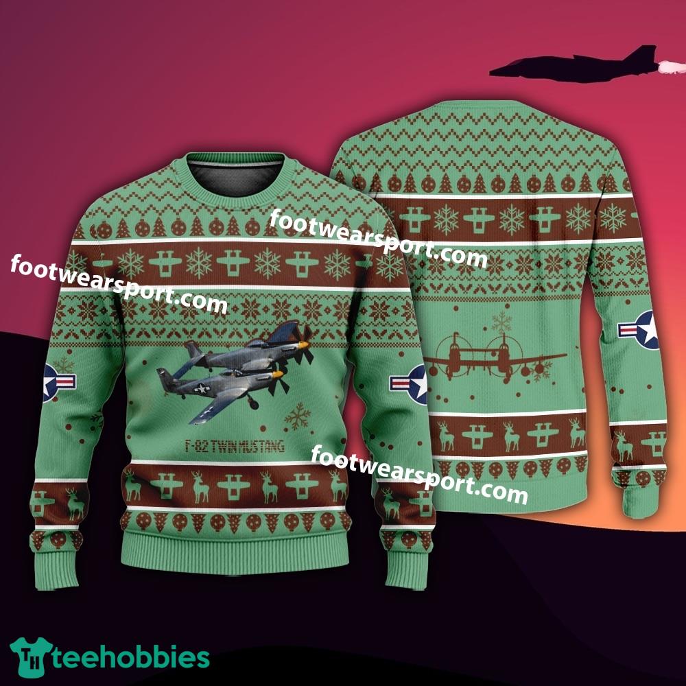Aircraft Drawing F-82 Twin Mustang F82 US Air Force Christmas Sweater For Men Women