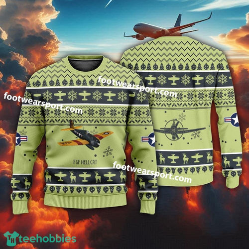 Aircraft Drawing F6F Hellcat US Navy Christmas Sweater Gift Veteran