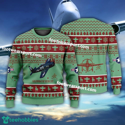 Aircraft Drawing Grumman F8F Bearca US Navy Christmas Sweater Gift Christmas