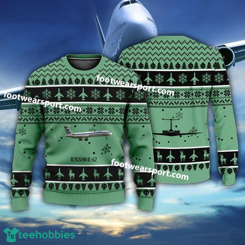 Aircraft Drawing Ilyushin IL-62 IL62 Christmas Sweater Gift Christmas