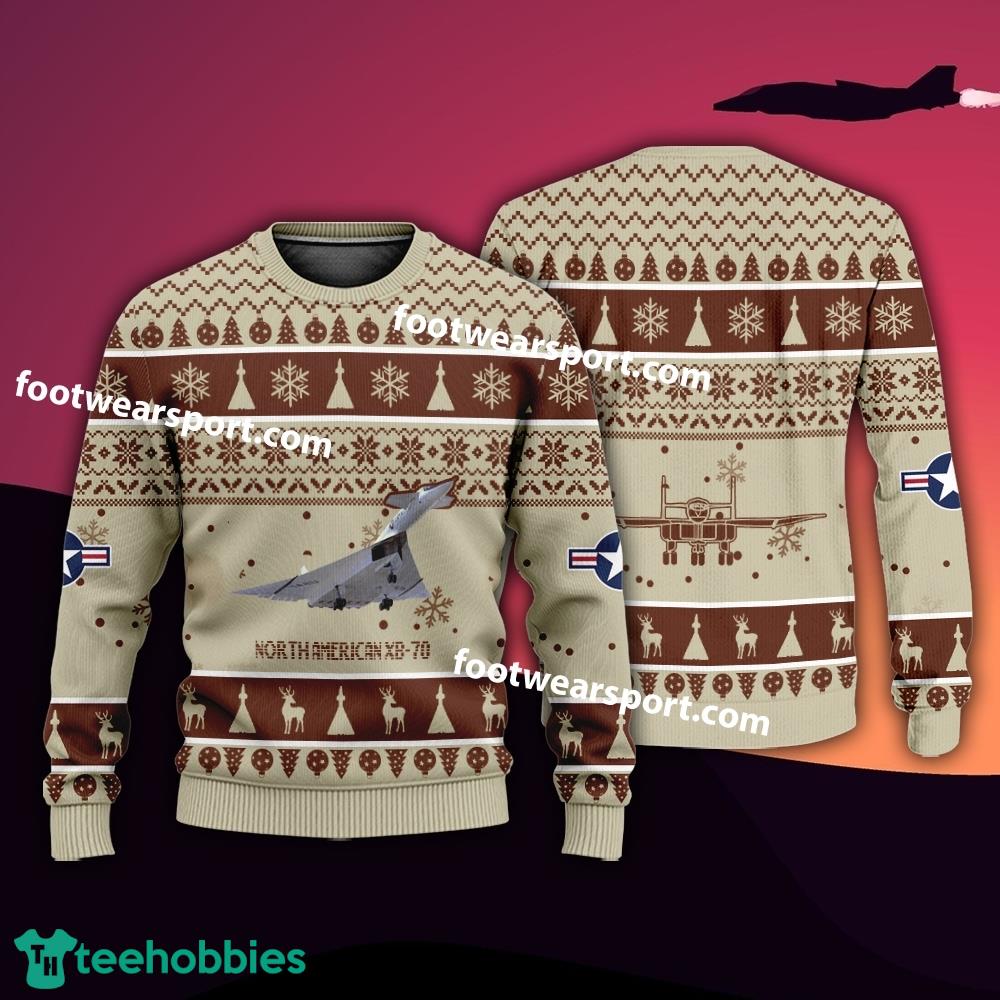 Aircraft Drawing North American XB-70 Above Runway XB70 US Air Force Xmas Sweater For Men Women