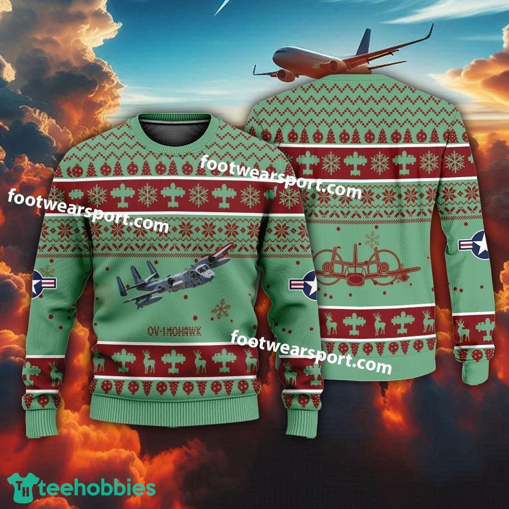 Aircraft Drawing OV-1 Mohawk OV1 US Army Christmas Sweater AOP Gift Holidays