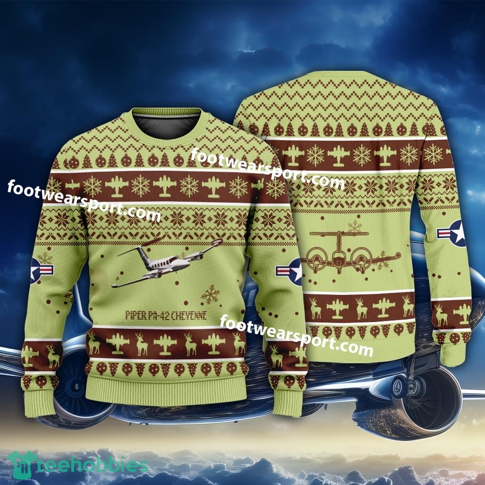 Aircraft Drawing Piper PA-42 Cheyenne PA42 Christmas Sweater AOP Gift Holidays