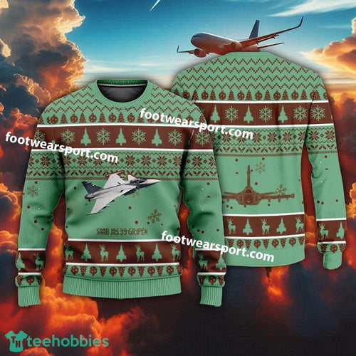 Aircraft Drawing Saab JAS 39 Gripen Christmas Sweater For Men Women