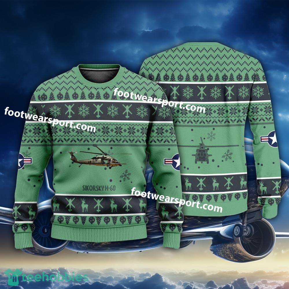 Aircraft Drawing Sikorsky H-60 H60 US Air Force Christmas 3D Sweater Gift For Adult