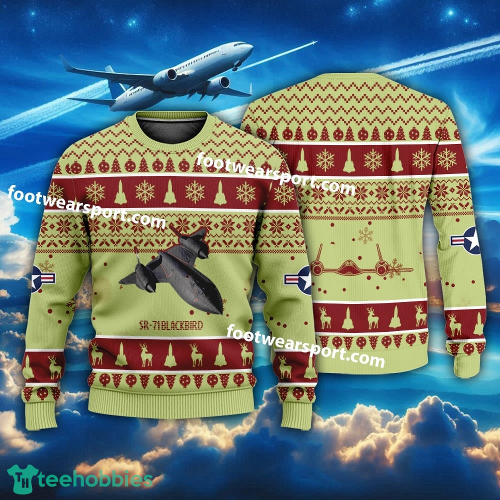 Aircraft Drawing SR-71 Blackbird SR71 US Air Force Christmas Sweater AOP Gift Holidays