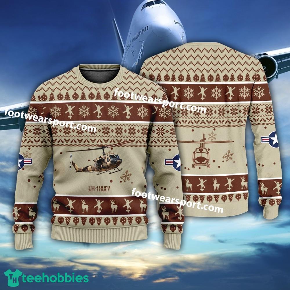 Aircraft Drawing UH-1 Huey UH1 US Army Christmas Sweater Gift Christmas