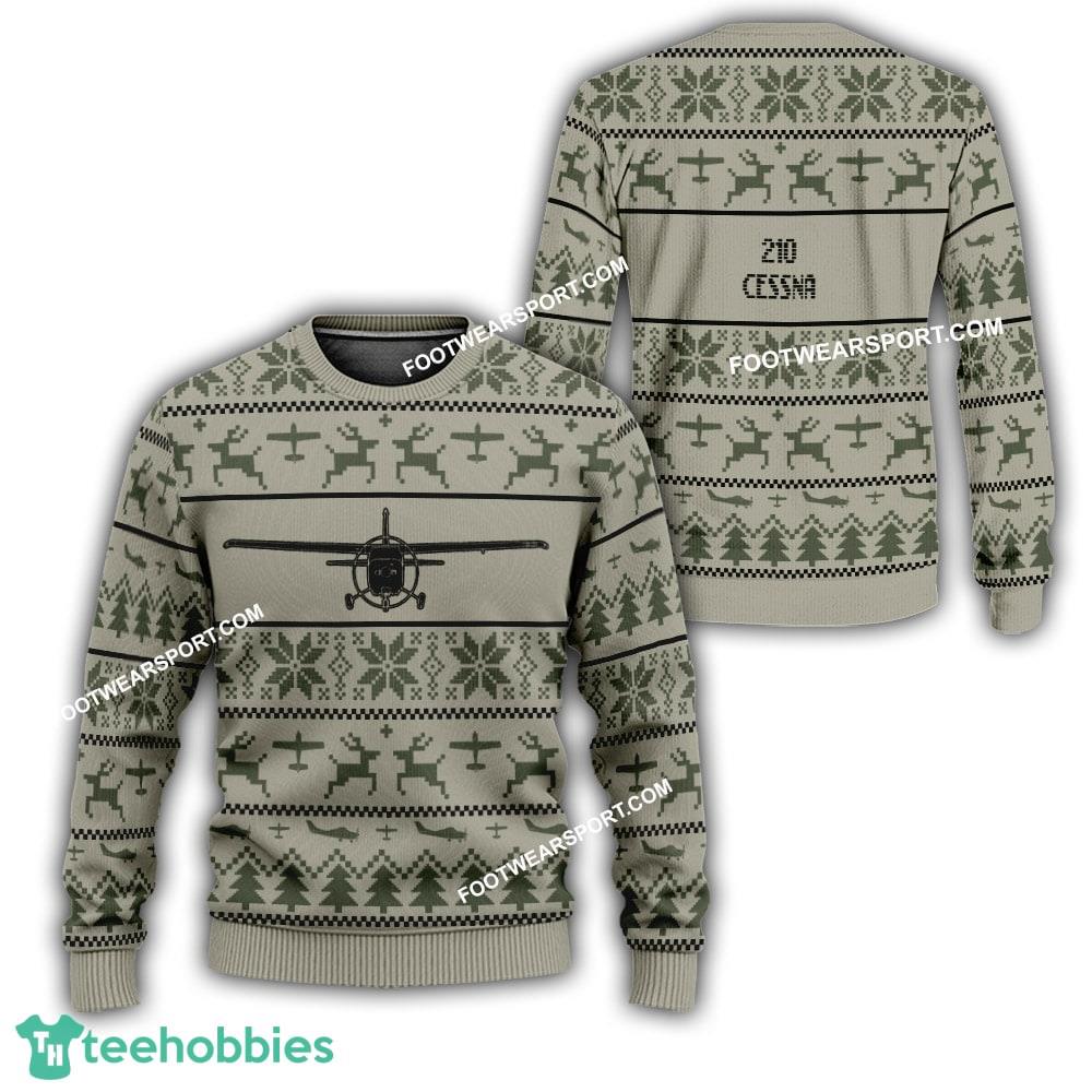 Aircraft Veteran Cessna 210 Ugly Christmas Sweater Gift Holidays