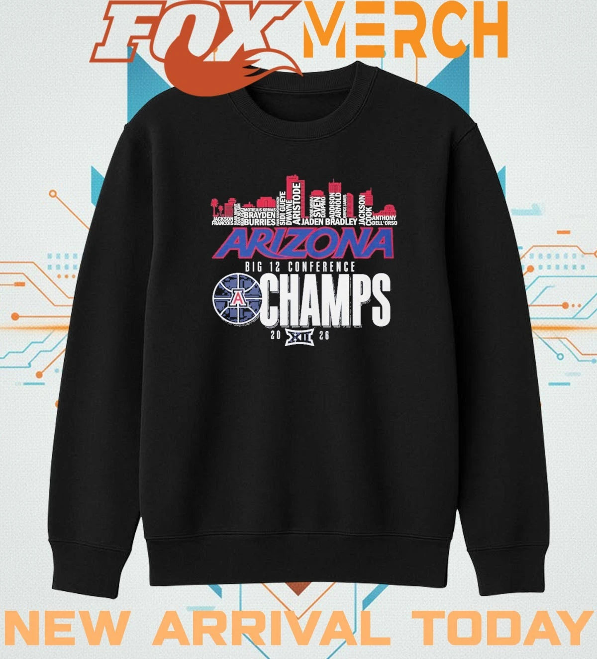 Arizona Wildcats 2026 Big 12 Conference Champs city skyline t-shirt
